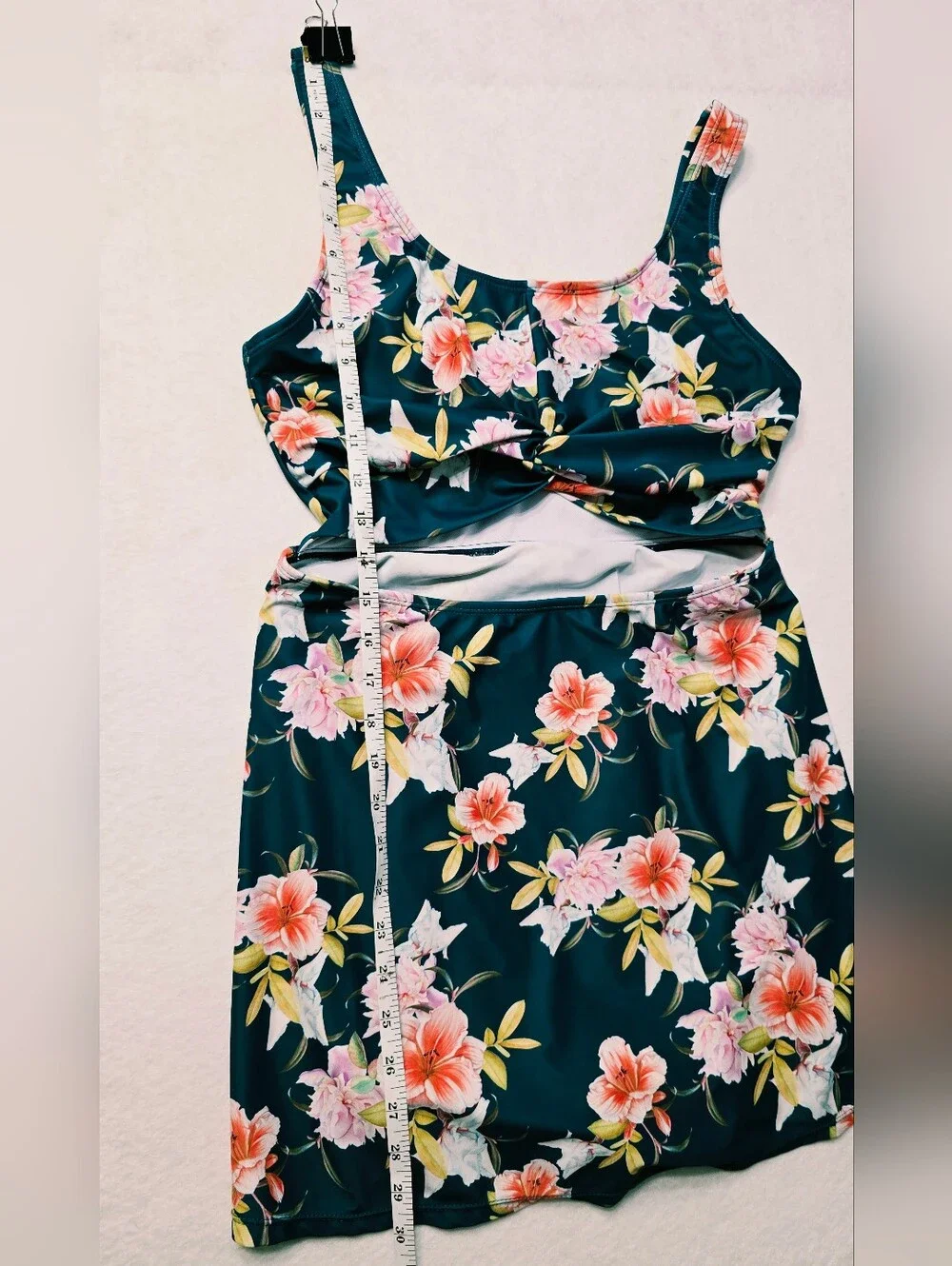 Cutout One-Piece Dress Skort Swimsuit Twist Front Ruched SwimDress